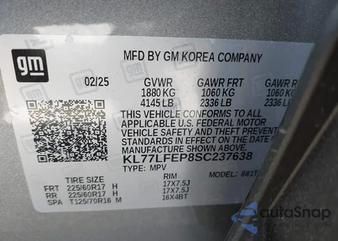 2025 Chevrolet Trax Fwd Ls from USA, damaged, VIN KL77LFEP8SC237638